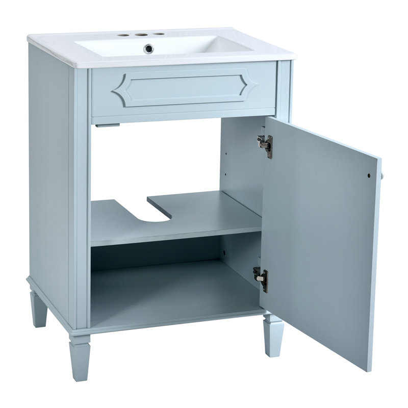 Charlton Home® 24" Bathroom Vanity with Ceramic Countertop | Wayfair